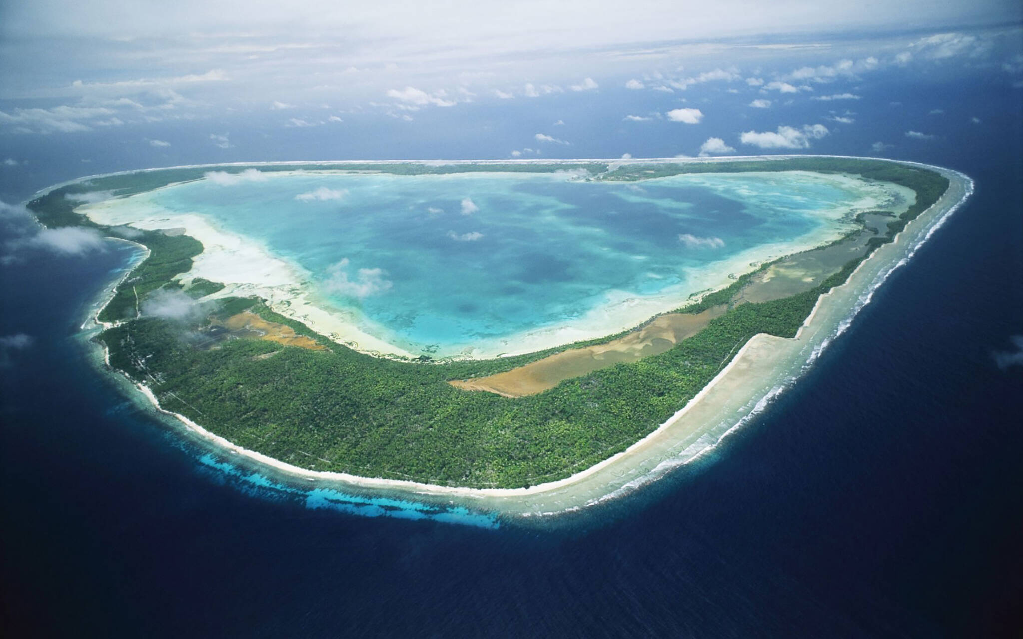 Aerial view of the Aldabra atoll in the Seychelles archipelago
