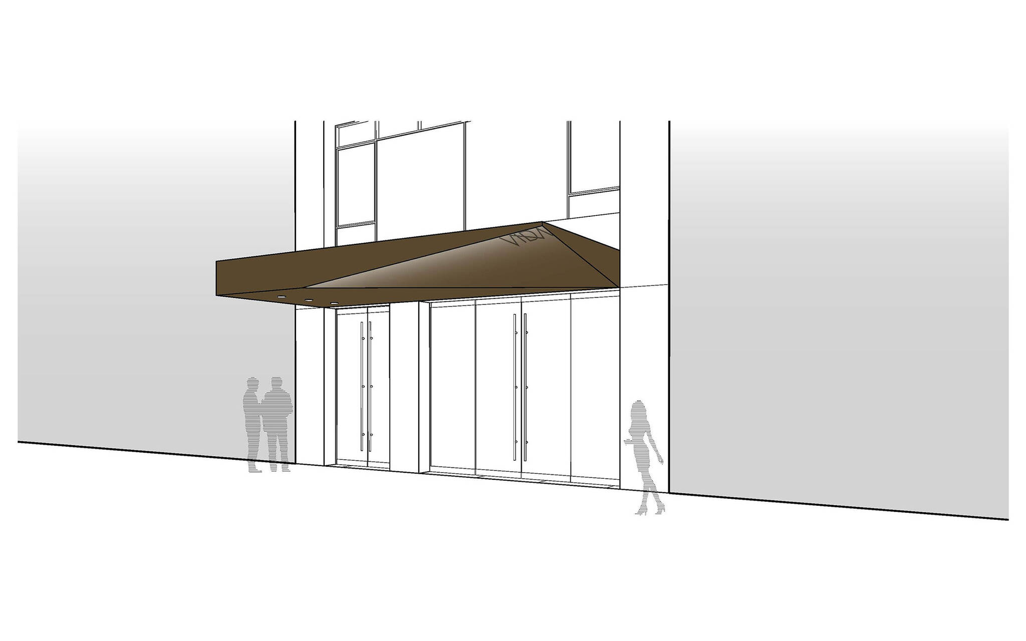 Sidewalk diagram of the Vida Shoes International canopy project for the shop located at 29 West 56th Street in Midtown, New York City designed by the architecture studio Danny Forster & Architecture