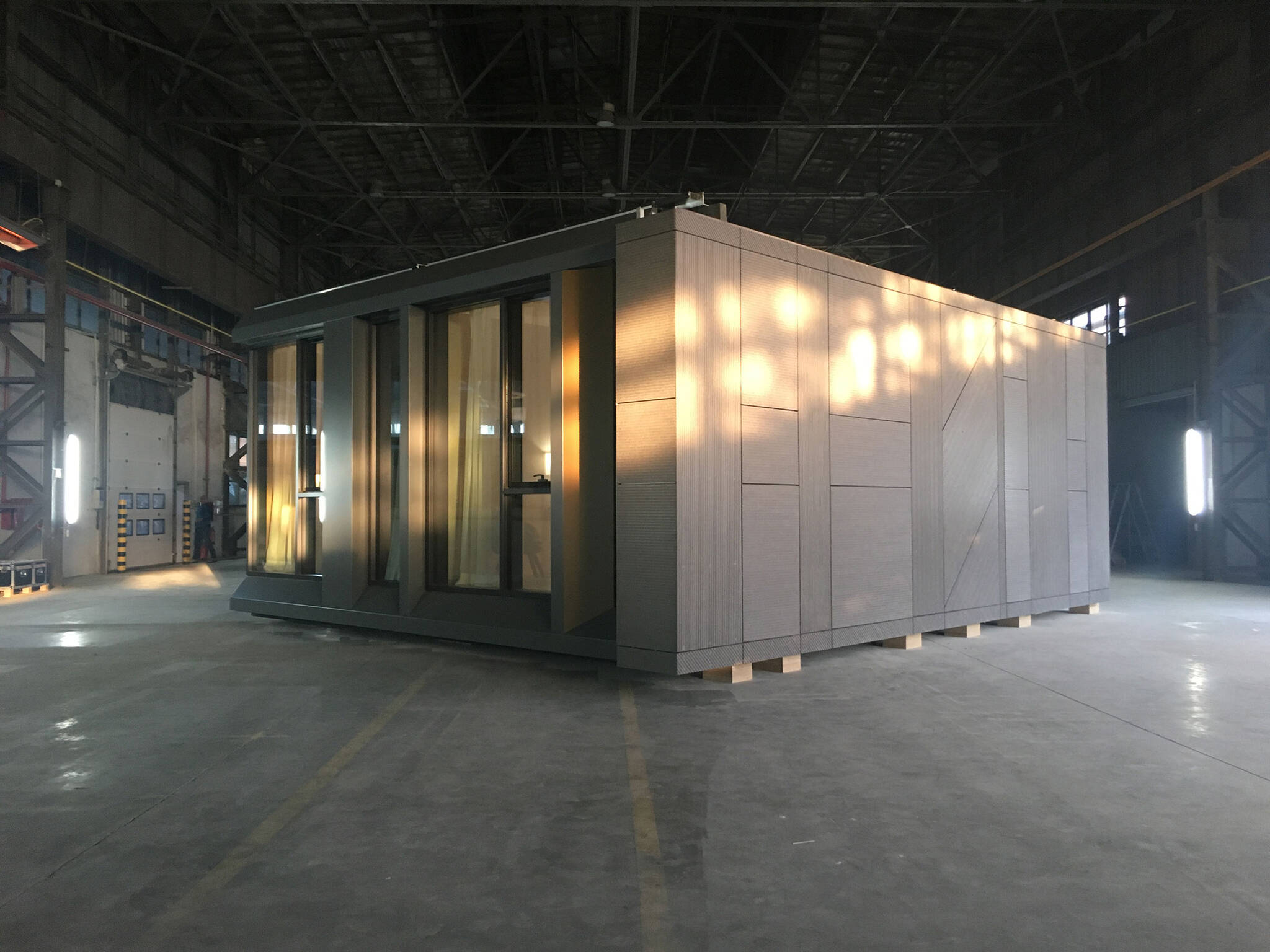 Off-site assembled module for the Modular AC Hotel project located at 842 Sixth Avenue in NoMad, New York City designed by the architecture studio Danny Forster & Architecture